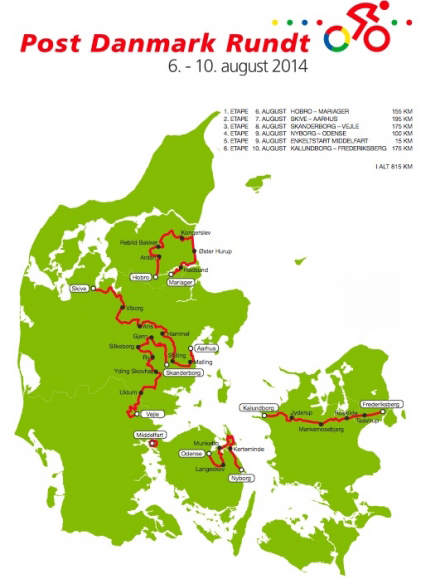 2014 Tour o Denmark map